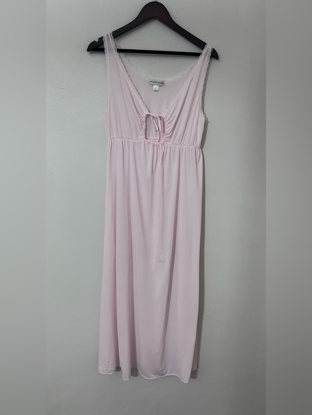Miss Elaine Nightgown Women S Pink Lace Trim Long Maxi Nylon Sleepwear